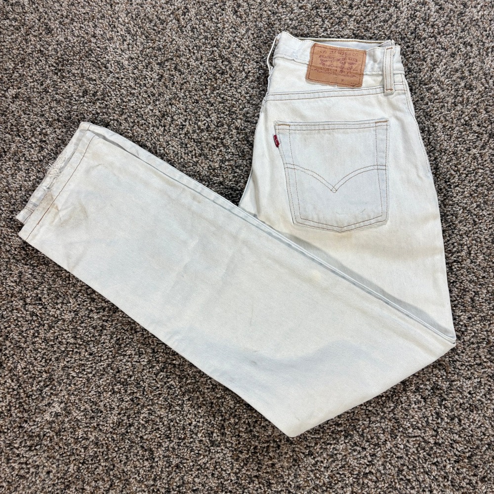 Vintage Levi's 501 Womens 27x31 Light Wash Straight Leg Button Fly Jeans UK Made